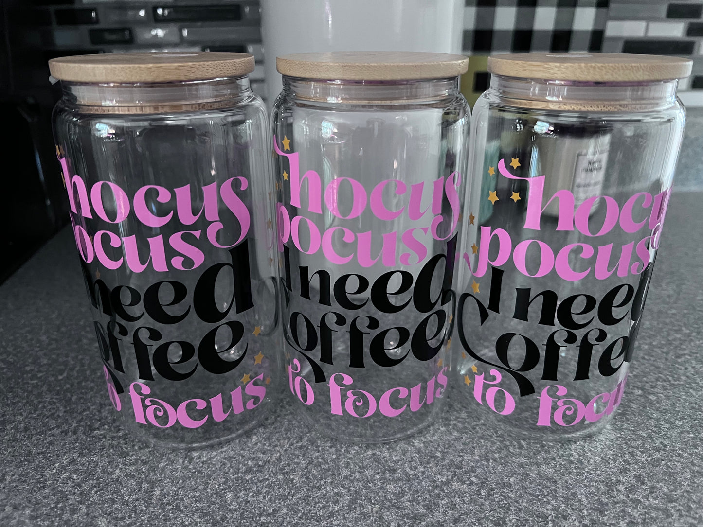 HP….I Need Coffee Glass Jar Cup