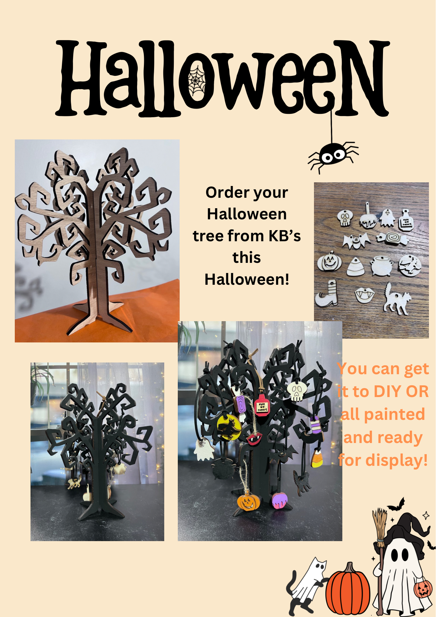 Halloween Tree-DIY OR PAINTED FOR YOU! You choose!