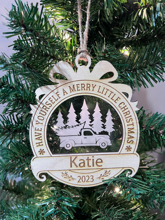 Merry Christmas Personalized Truck Ornament