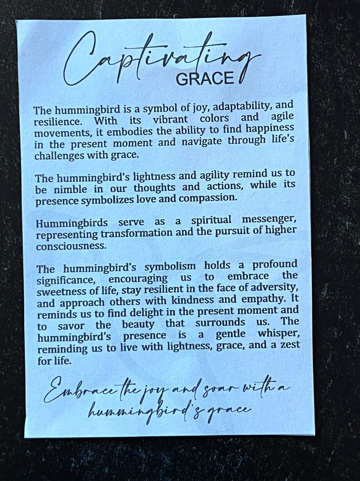 Hummingbird Grace Ornament