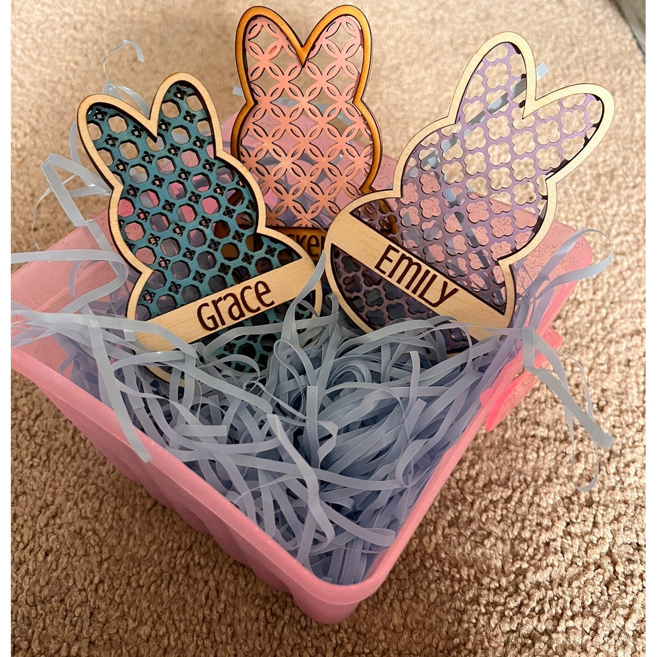 Rattan Bunny Basket Tags