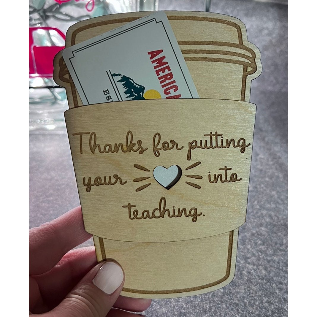 Wood giftcard holder-coffee cup