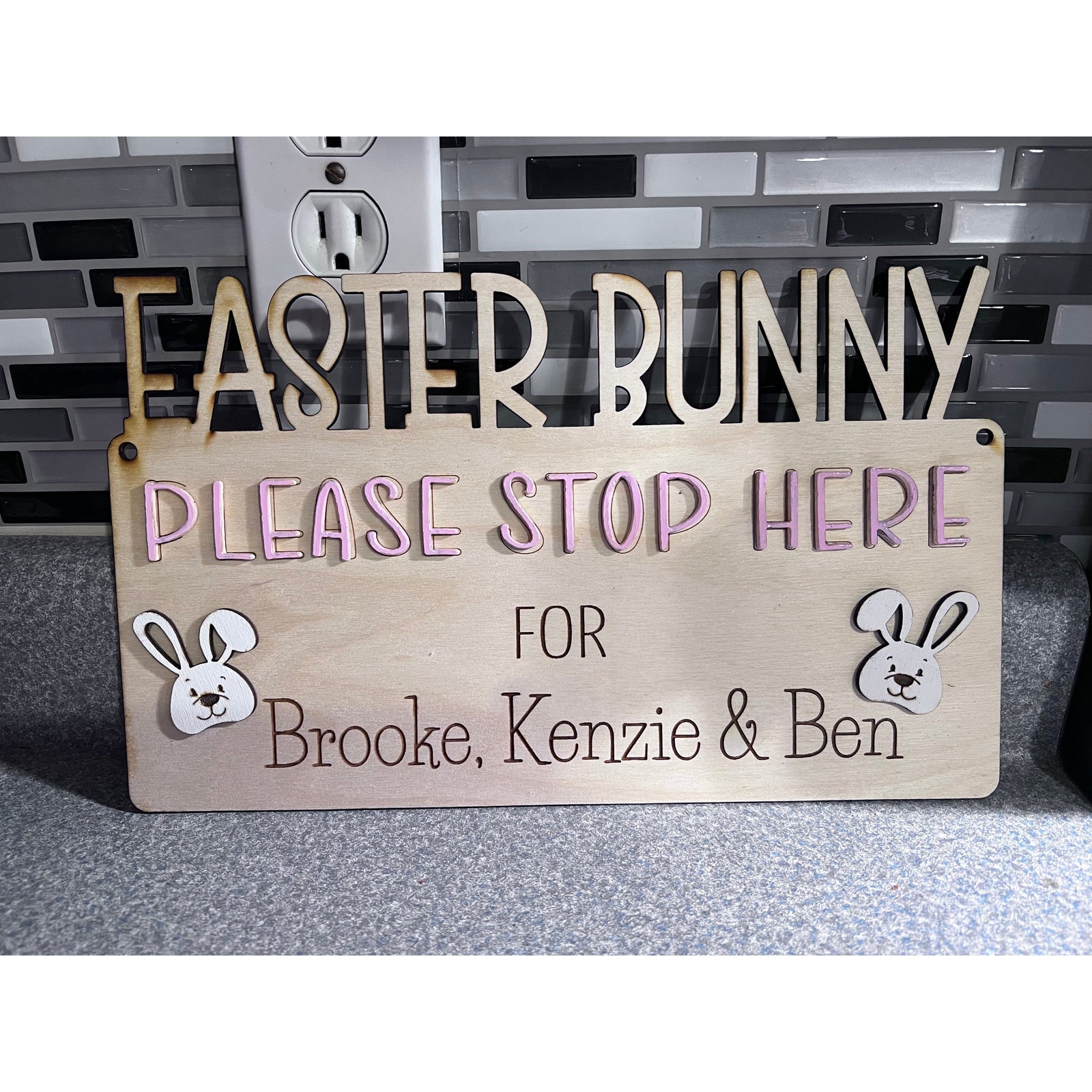 Personalized Easter Bunny Stop Here Sign