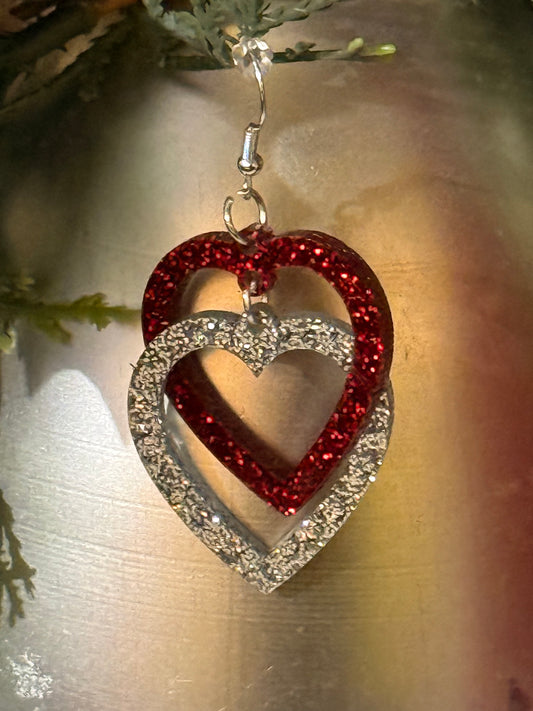 Double Heart Acrylic Earrings