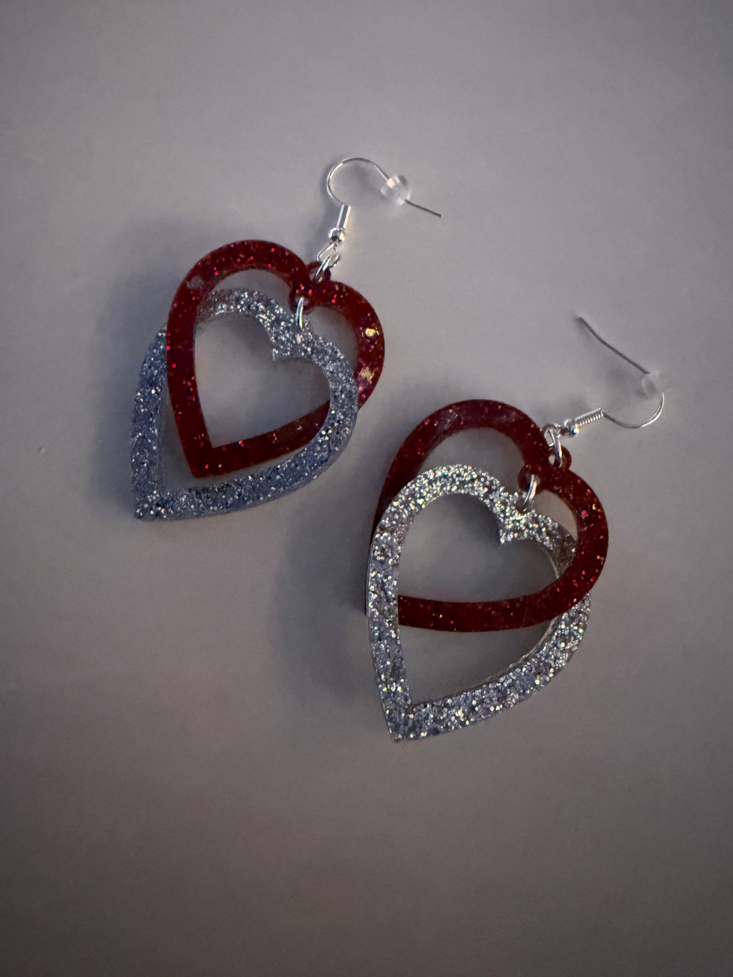 Double Heart Acrylic Earrings