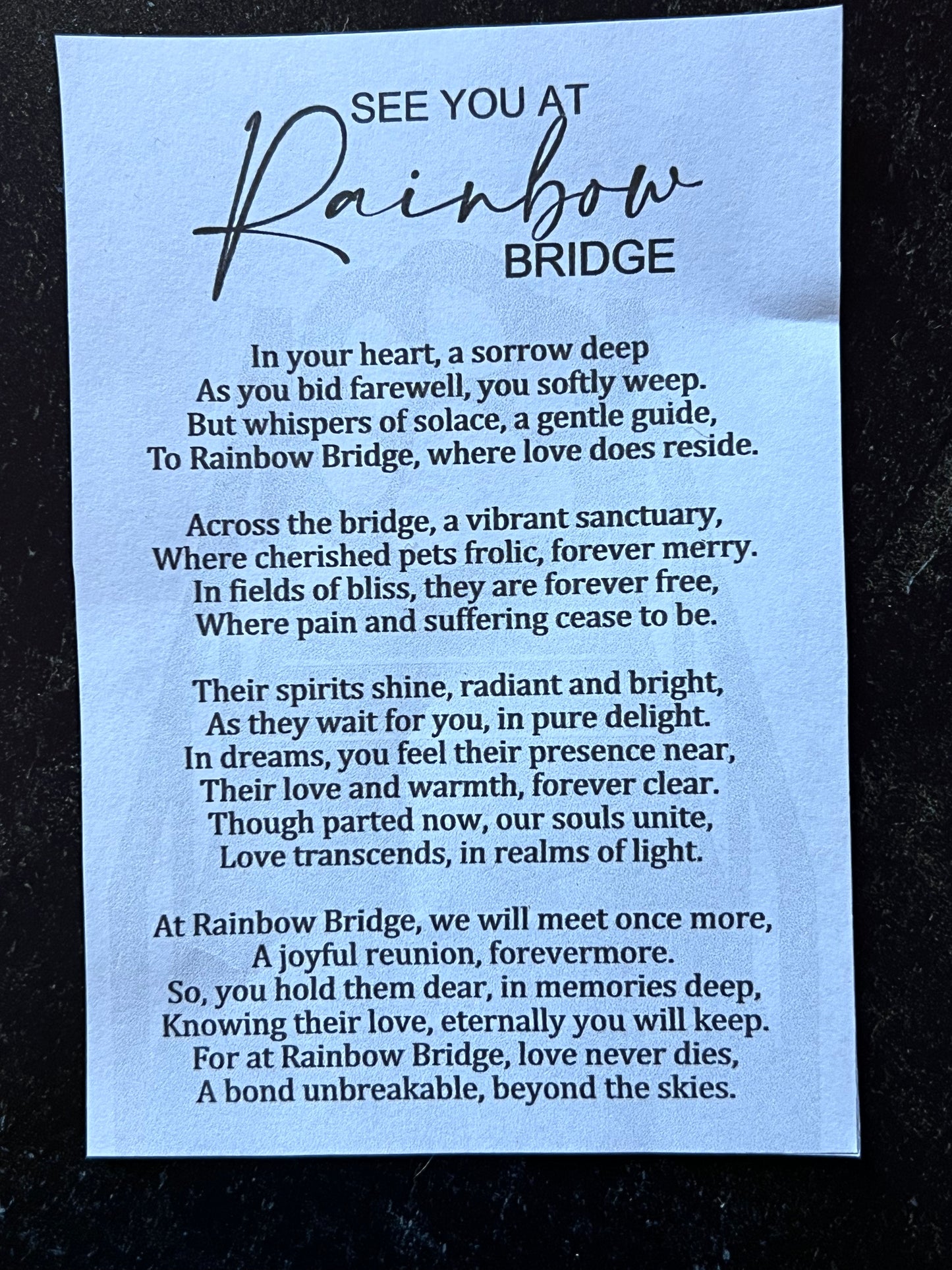 Pet Remembrance-Rainbow Bridge